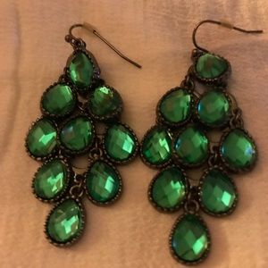 Costume Green Emerald Drop Earrings